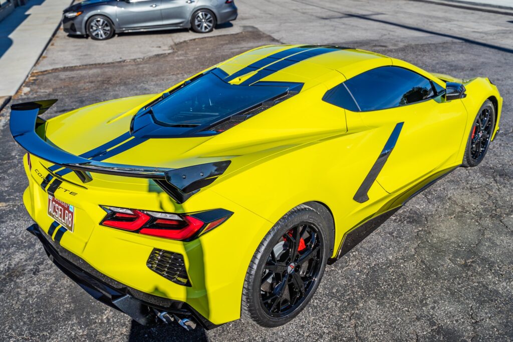 display of corvette after paint protection after completion