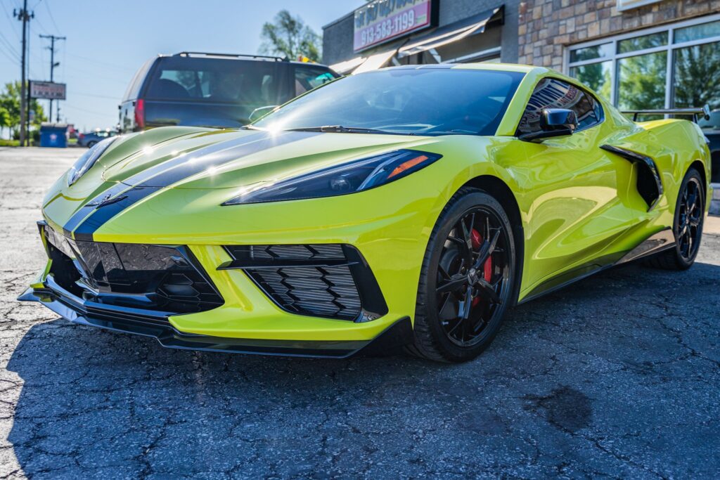 display of corvette after paint protection after completion