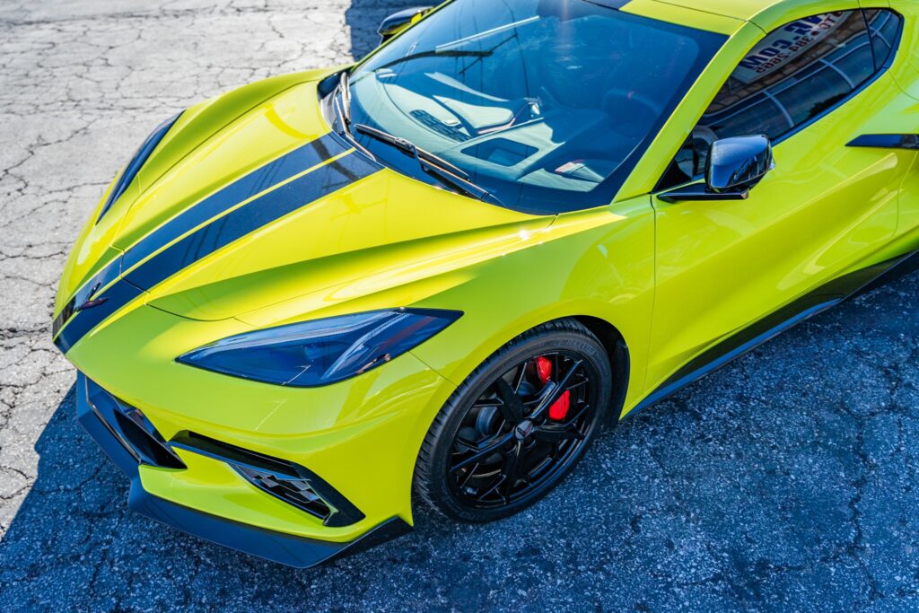 display of corvette after paint protection after completion